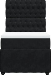 vidaXL Κρεβάτι Boxspring με Στρώμα Μαύρο 100x200 εκ. Βελούδινο