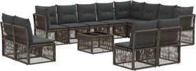 vidaXL Σετ Καναπέ Κήπου 13 pcs Γκρι συνθετικό ρατάν