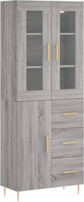 vidaXL Ντουλάπι Γκρι Sonoma 69,5 x 34 x 180 εκ. Επεξεργασμένο Ξύλο