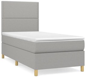 vidaXL Κρεβάτι Boxspring με Στρώμα Ανοιχτό Γκρι 80x200 εκ. Υφασμάτινο