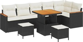 vidaXL Σετ Καναπέ Κήπου 9 pcs Μαύρο συνθετικό ρατάν