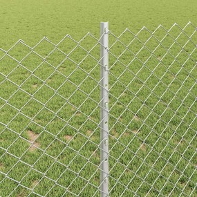 vidaXL Φράχτης αλυσίδας με στήλη 10 x 1 m Γαλβανισμένος Χάλυβας Ασημί