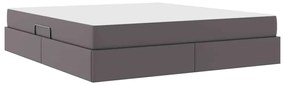 vidaXL Κρεβάτι με αποθηκευτικό χώρο και στρώμα 2 pcs Γκρι Δέρμα