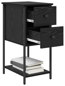 vidaXL Κομοδίνο με συρτάρι 2 pcs Μαύρη δρυς 32 x 42 x 70 εκ