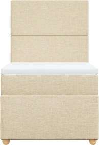 vidaXL Κρεβάτι Boxspring με Στρώμα Κρεμ 100 x 200 εκ. Υφασμάτινο