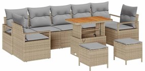 vidaXL Σετ Καναπέ Κήπου 10 pcs Μπεζ, Ανοιχτό Γκρι 90 x 55 x 71 cm
