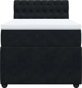 vidaXL Κρεβάτι Boxspring με Στρώμα Μαύρο 90x200 εκ. Βελούδινο