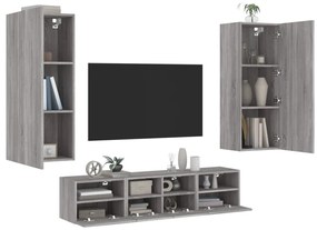 vidaXL Έπιπλα Τηλεόρασης Τοίχου 5 τεμ. Γκρι Sonoma από Επεξ. Ξύλο