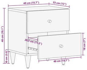 Κομοδίνο 40 x 33 x 46 εκ. από Μασίφ Ξύλο Μάνγκο - Καφέ