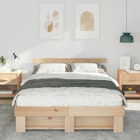 vidaXL Σκελετός Κρεβατιού με κεφαλάρι Καφέ 160 x 200 cm Ξύλο πεύκου