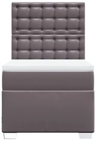 vidaXL Κρεβάτι Boxspring με Στρώμα Γκρι 100x200εκ. από Συνθετικό Δέρμα