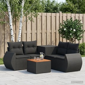 vidaXL Σετ Καναπέ 6 τμχ. Μαύρο 55 x 55 x 37 εκ Πολυ-ρακί και Χάλυβας