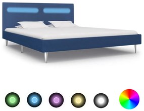 vidaXL Πλαίσιο Κρεβατιού με LED Μπλε 160 x 200 εκ. Υφασμάτινο