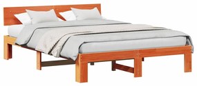 vidaXL Σκελετός Κρεβατιού Καφέ 140 x 200 cm Μασίφ ξύλο πεύκου