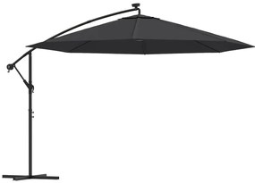 vidaXL Ομπρέλα Κρεμαστή Κήπου με LED Μαύρη 350 εκ.