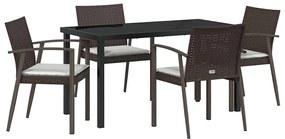 vidaXL Σέτ φαγητού για κήπο 5 pcs Καφέ Πολυ ράταν