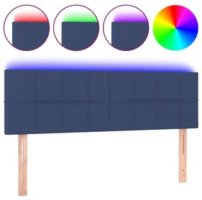 Κεφαλάρι Κρεβατιού LED Μπλε 144x5x78/88 εκ. Υφασμάτινο - Μπλε
