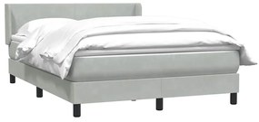 vidaXL Κρεβάτι Boxspring με Στρώμα Ανοιχτό Γκρι 140x220 εκ. Βελούδινο