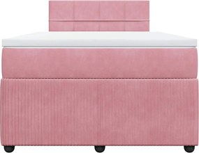 vidaXL Κρεβάτι Boxspring με Στρώμα Ροζ 120x200 εκ. Βελούδινο