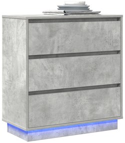 vidaXL κομοδίνο  με LED Γκρι Σκυρόδεμα 71x34,5x75 εκ. Επεξεργασμένο Ξύλο
