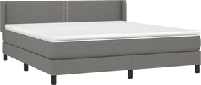 vidaXL Κρεβάτι Boxspring με Στρώμα Σκούρο Γκρι 180x200 εκ Υφασμάτιν