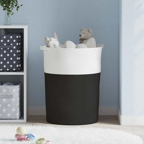 vidaXL Καλάθι Αποθήκευσης Μαύρο και Λευκό Ø49x65 εκ. Βαμβακερό