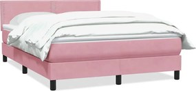 vidaXL Box Spring κρεβάτι με στρώμα ροζ 160x220 cm Βελούδινο