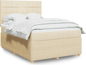 vidaXL Κρεβάτι Boxspring με Στρώμα Κρεμ 140x190 εκ. Υφασμάτινο