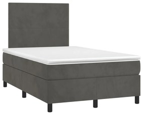 ΚΡΕΒΑΤΙ BOXSPRING ΜΕ ΣΤΡΩΜΑ &amp; LED ΣΚ.ΓΚΡΙ 120X190ΕΚ. ΒΕΛΟΥΔΙΝΟ 3270300