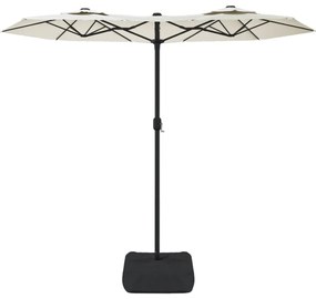 vidaXL Ομπρέλα Κήπου με Διπλή Κορυφή Χρώμα Λευκό Άμμου 316 x 145 εκ.