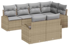 vidaXL Σετ Καναπέ Κήπου 7 pcs Μπεζ, ανοιχτό γκρι Πολυ ράταν