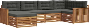vidaXL Σειρά Καναπέ Εξωτερικού με μαξιλάρι 6 pcs Φυσικό και Ανθρακί