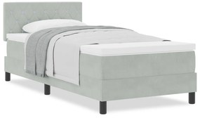 vidaXL Κρεβάτι με Στρώμα Light Grey Μονό Βελούδο