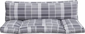 vidaXL Μαξιλάρια Παλέτας 2 τεμ. Γκρι Καρό Ύφασμα