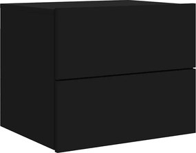 vidaXL Κομοδίνο Επιτοίχιο με Φώτα LED Μαύρο