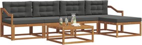 vidaXL Σειρά Καναπέ Εξωτερικού με μαξιλάρι 6 pcs Φυσικό και Ανθρακί