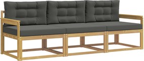 vidaXL Σειρά Καναπέ Εξωτερικού 3 pcs Άσπρο και Ανθρακί Πολυεστέρας
