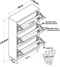 Παπουτσοθήκη Λευκό CUGRER 75x25x119.8