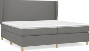 vidaXL Κρεβάτι Boxspring με Στρώμα Σκούρο Γκρι 200x200 εκ. Υφασμάτινο