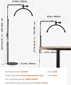 Half Moon Light for Esthetician 2 in 1 LED Floor and Desk Lamp Lash Light Arched