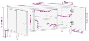 Έπιπλο Τηλεόρασης 105 x 33 x 46 εκ. από Μασίφ Ξύλο Μάνγκο - Μαύρο