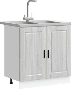 vidaXL Βάση νιπτήρα με αποθήκευση Porto 2 pcs Γκρι Επεξεργασμένο ξύλο