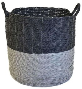 Καλάθι Διακοσμητικό Raffia 00.06.67166 45x45cm Ψάθινο Black-Grey Ψάθα