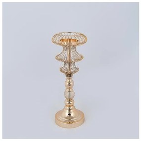 Κηροπήγιο Μεταλλικό Χρυσό 16x41cm 752-24081 Estheti-752-24081-Χρυσό 752-24081