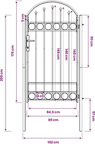 vidaXL Πύλη Φράχτη ASSEN 100 x 175 cm Χάλυβας με επίστρωση πούδρας