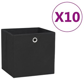 Κουτιά Αποθήκευσης 10 τεμ. Μαύρα 28x28x28 εκ. Ύφασμα Non-woven
