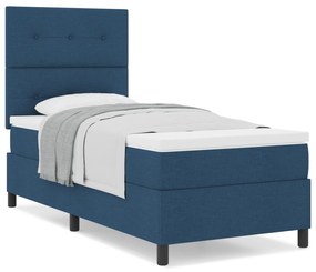 vidaXL Κρεβάτι με βάση κουτιού και στρώμα μπλε 90x200 cm Ύφασμα
