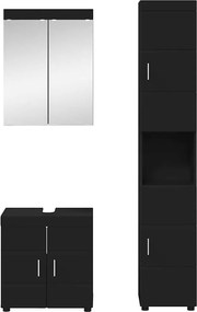 vidaXL Σετ Επίπλων Μπάνιου με ράφι TULUM Μαύρο Επεξεργασμένο ξύλο