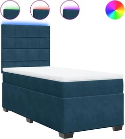 vidaXL Κρεβάτι Boxspring με Στρώμα Μπλε 90x200 εκ. Βελούδινο