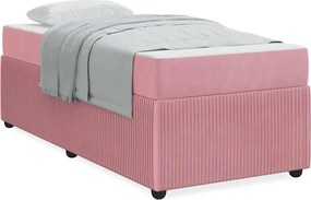 vidaXL Σκελετός Κρεβατιού με στρώμα Ροζ 90 x 200 cm ύφασμα
